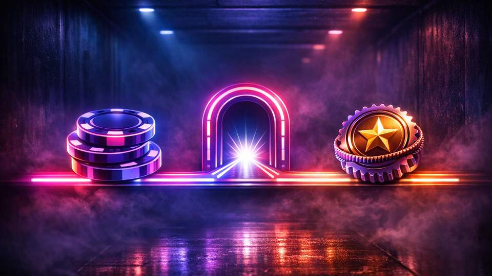 Sinakas-lillad maksekanalid, hõõguv boonusmärk ja väljapoole liikuv valgusvool viitavad Duelzi raha liikumisele.