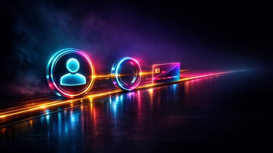 Kontoikoon, aktiveerimisring ja boonuskaart liiguvad ühel puhtal valgusjoonel.