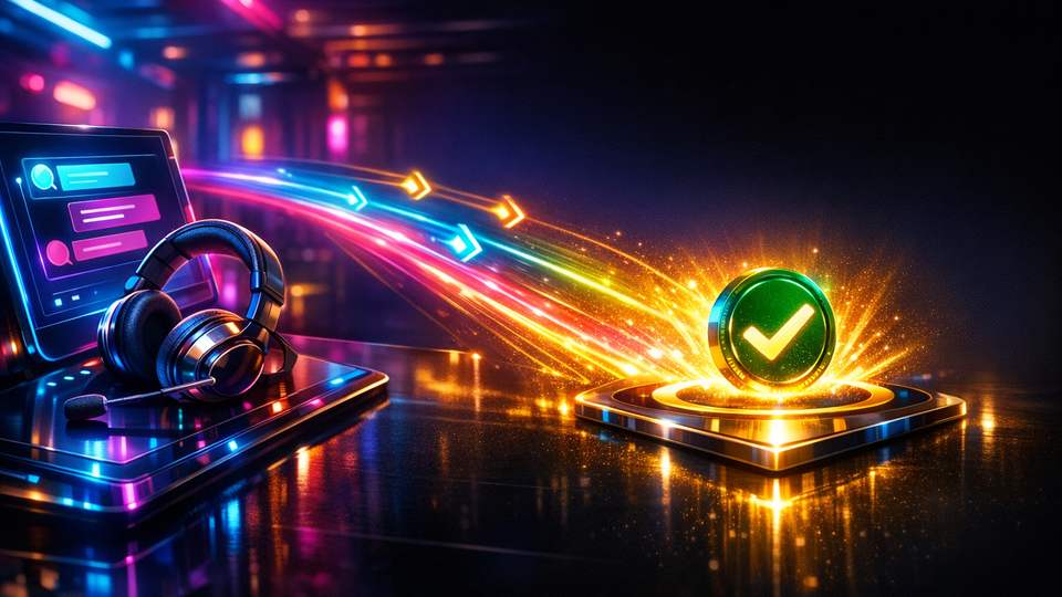 Vestlusekraan ja headset saadavad värvilise vastusejoone rohelise kinnitusmärgini.