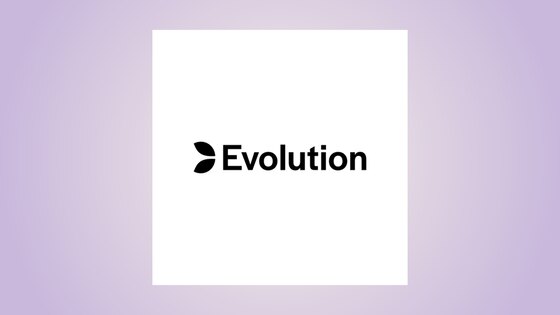 Evolutioni ametlik värviline logo heledal lavendlitooni taustal.